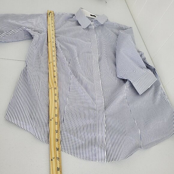 Talbots Womens Blue Striped Button Front Top Size 16W Petite Wrinkle Resistant - Picture 5 of 8